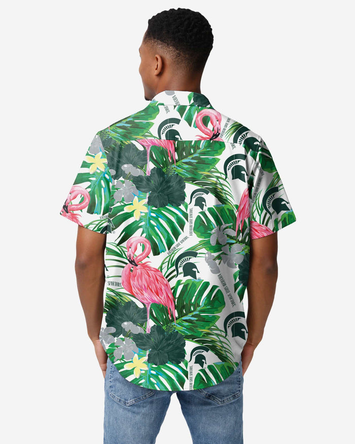 Michigan State Spartans Flamingo Button Up Shirt FOCO - FOCO.com