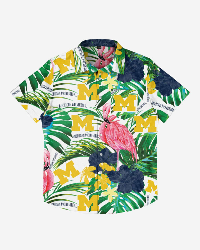 Michigan Wolverines Flamingo Button Up Shirt FOCO - FOCO.com