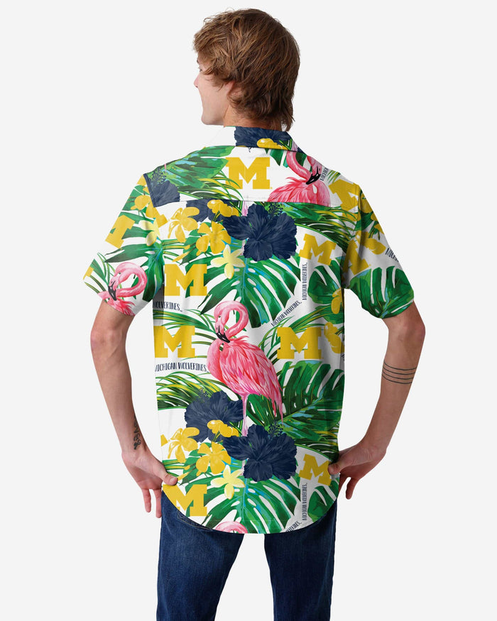 Michigan Wolverines Flamingo Button Up Shirt FOCO - FOCO.com