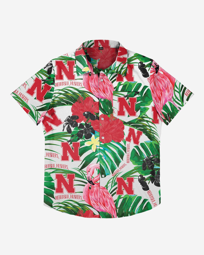 Nebraska Cornhuskers Flamingo Button Up Shirt FOCO - FOCO.com