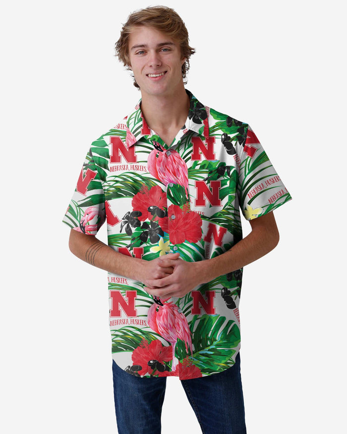 Nebraska Cornhuskers Flamingo Button Up Shirt FOCO S - FOCO.com