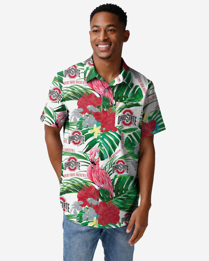 Ohio State Buckeyes Flamingo Button Up Shirt FOCO S - FOCO.com