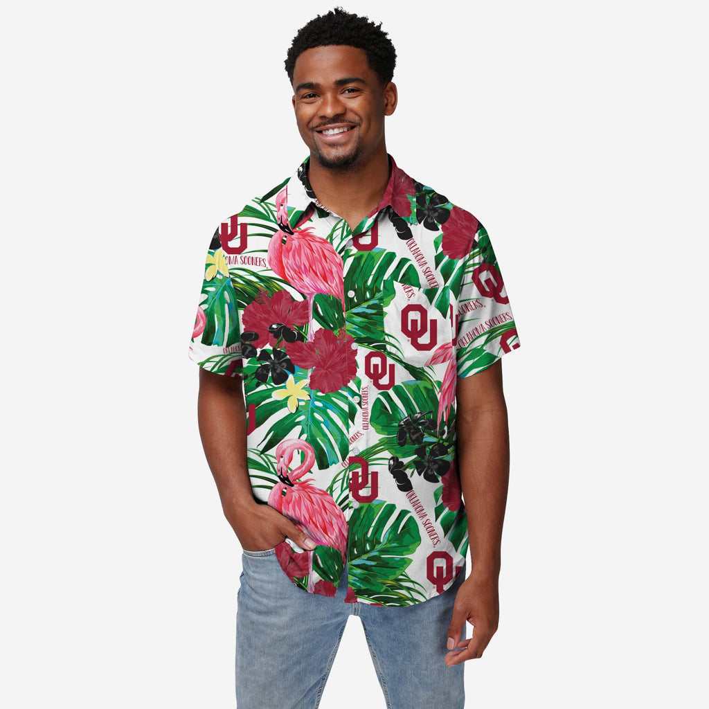 Oklahoma Sooners Flamingo Button Up Shirt FOCO S - FOCO.com