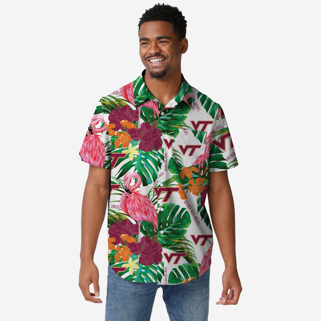 Virginia Tech Hokies Flamingo Button Up Shirt FOCO S - FOCO.com