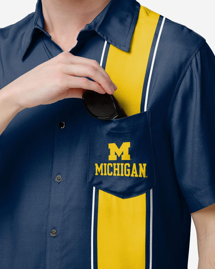 Michigan Wolverines Bowling Stripe Button Up Shirt FOCO - FOCO.com