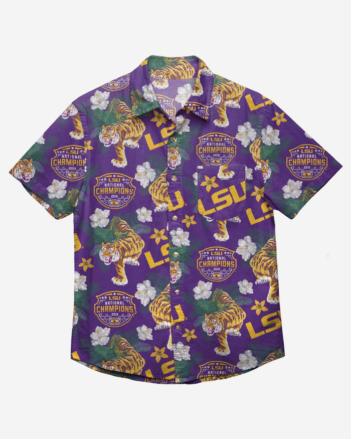 LSU Tigers 2019 Football National Champions Wildlife Button Up Shirt FOCO - FOCO.com