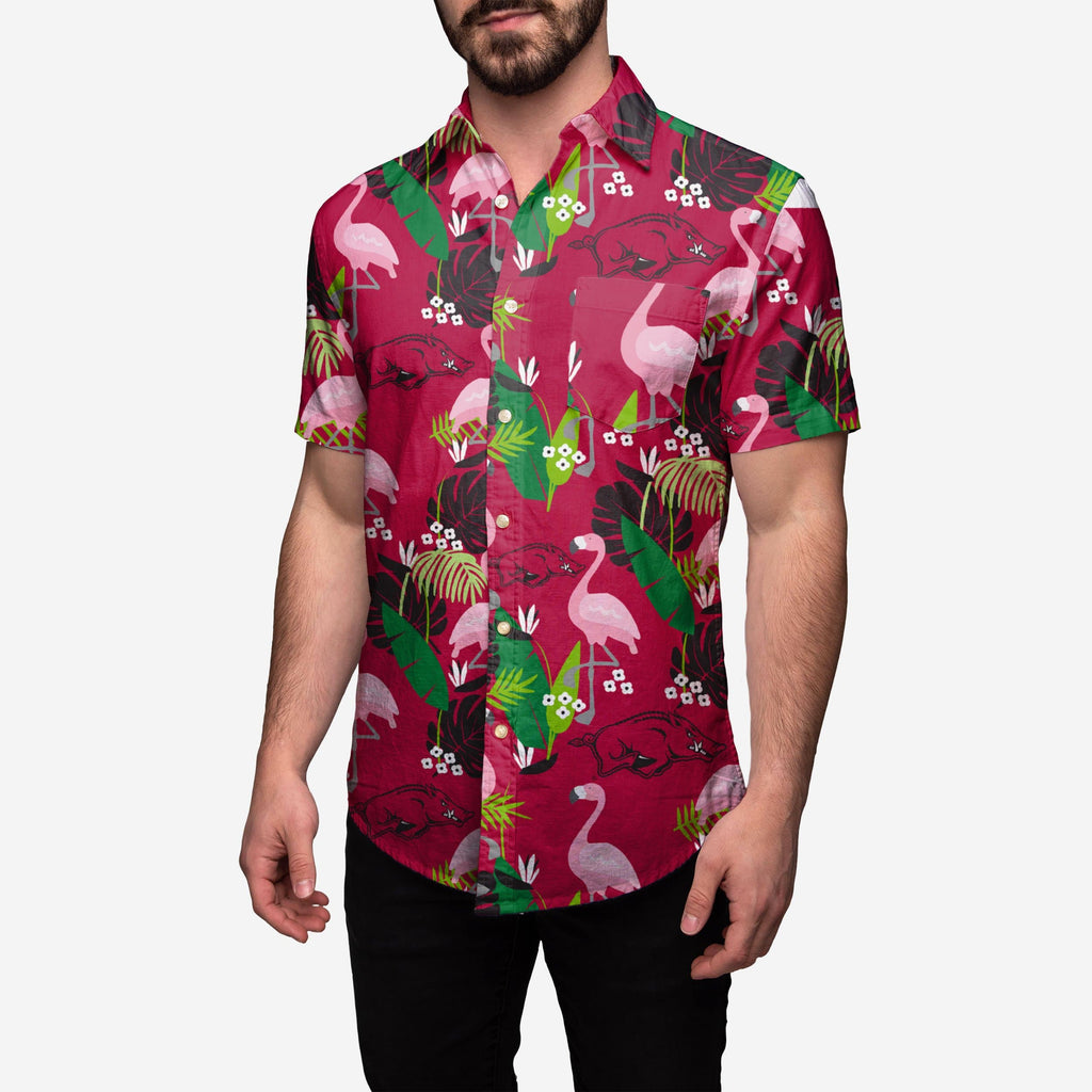 Arkansas Razorbacks Floral Button Up Shirt FOCO S - FOCO.com