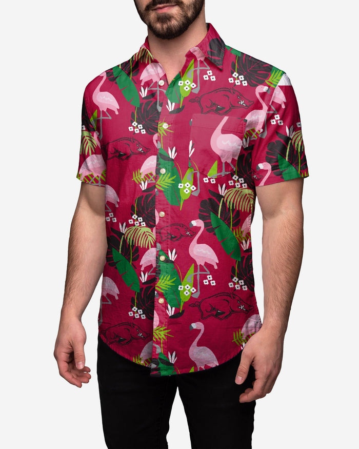 Arkansas Razorbacks Floral Button Up Shirt FOCO S - FOCO.com