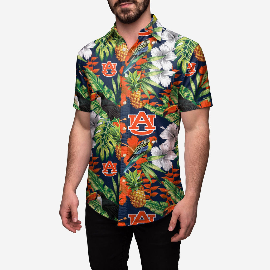 Auburn Tigers Floral Button Up Shirt FOCO S - FOCO.com