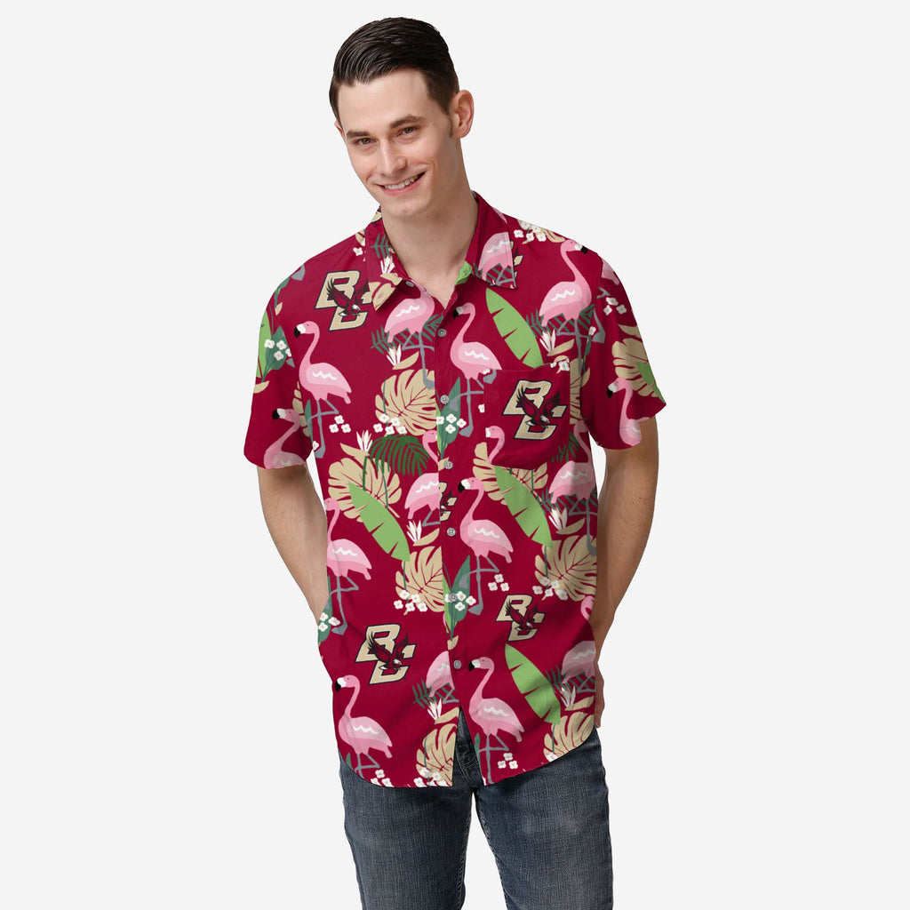 Boston College Eagles Floral Button Up Shirt FOCO S - FOCO.com