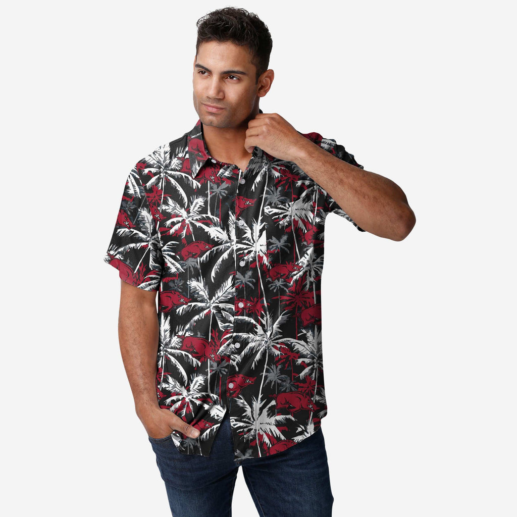 Arkansas Razorbacks Black Floral Button Up Shirt FOCO S - FOCO.com