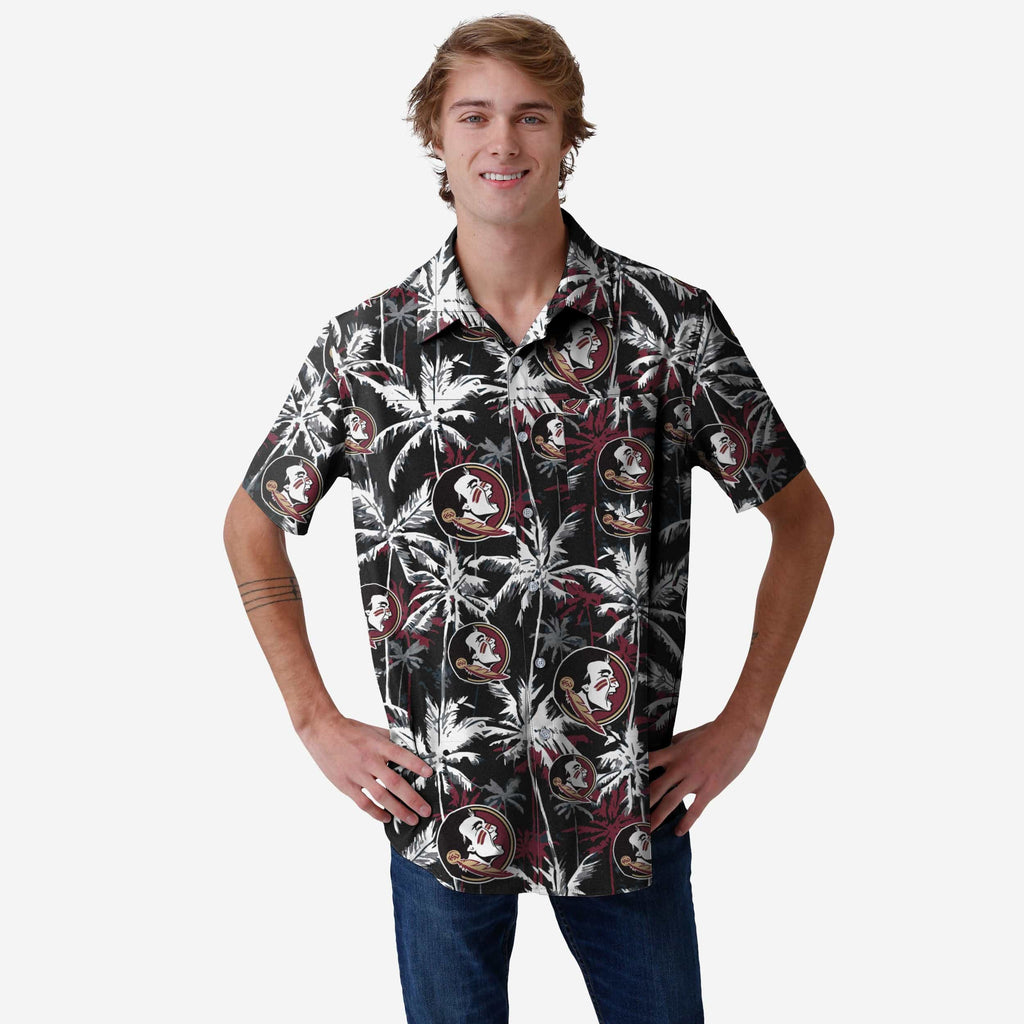 Florida State Seminoles Black Floral Button Up Shirt FOCO S - FOCO.com