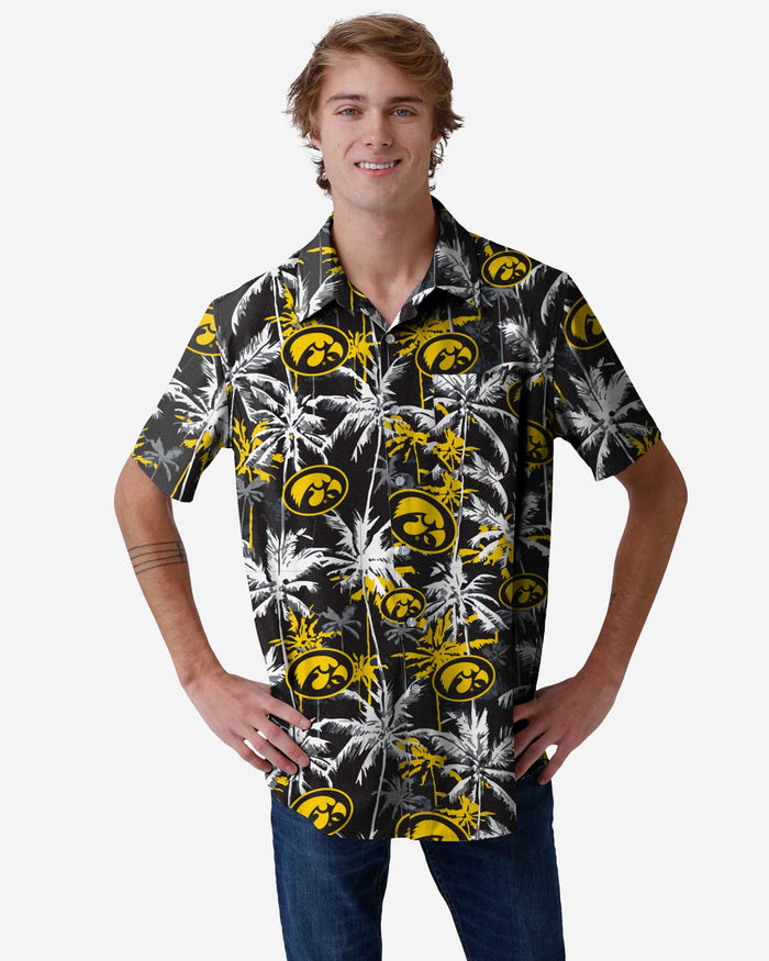 Iowa Hawkeyes Black Floral Button Up Shirt FOCO S - FOCO.com