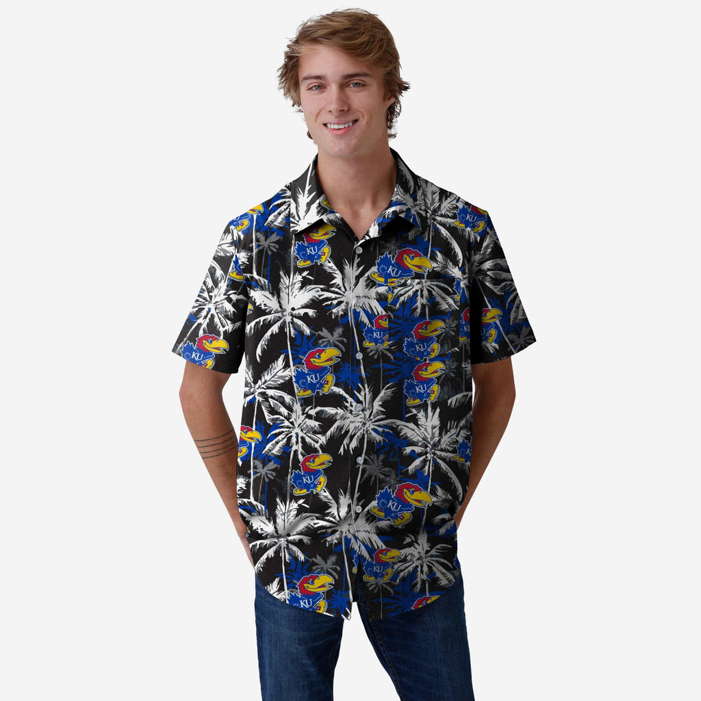 Kansas Jayhawks Black Floral Button Up Shirt FOCO S - FOCO.com