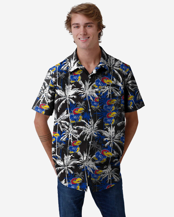 Kansas Jayhawks Black Floral Button Up Shirt FOCO S - FOCO.com