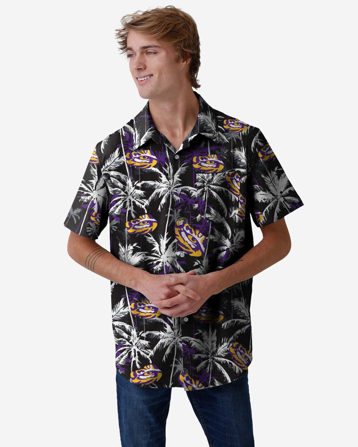 LSU Tigers Black Floral Button Up Shirt FOCO S - FOCO.com