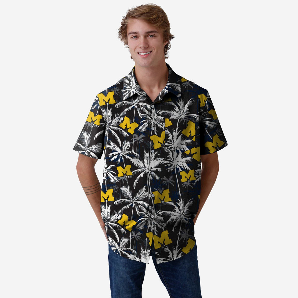 Michigan Wolverines Black Floral Button Up Shirt FOCO S - FOCO.com