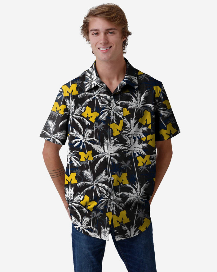 Michigan Wolverines Black Floral Button Up Shirt FOCO S - FOCO.com