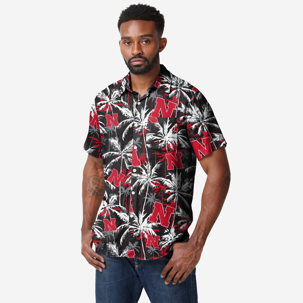 Nebraska Cornhuskers Black Floral Button Up Shirt FOCO S - FOCO.com