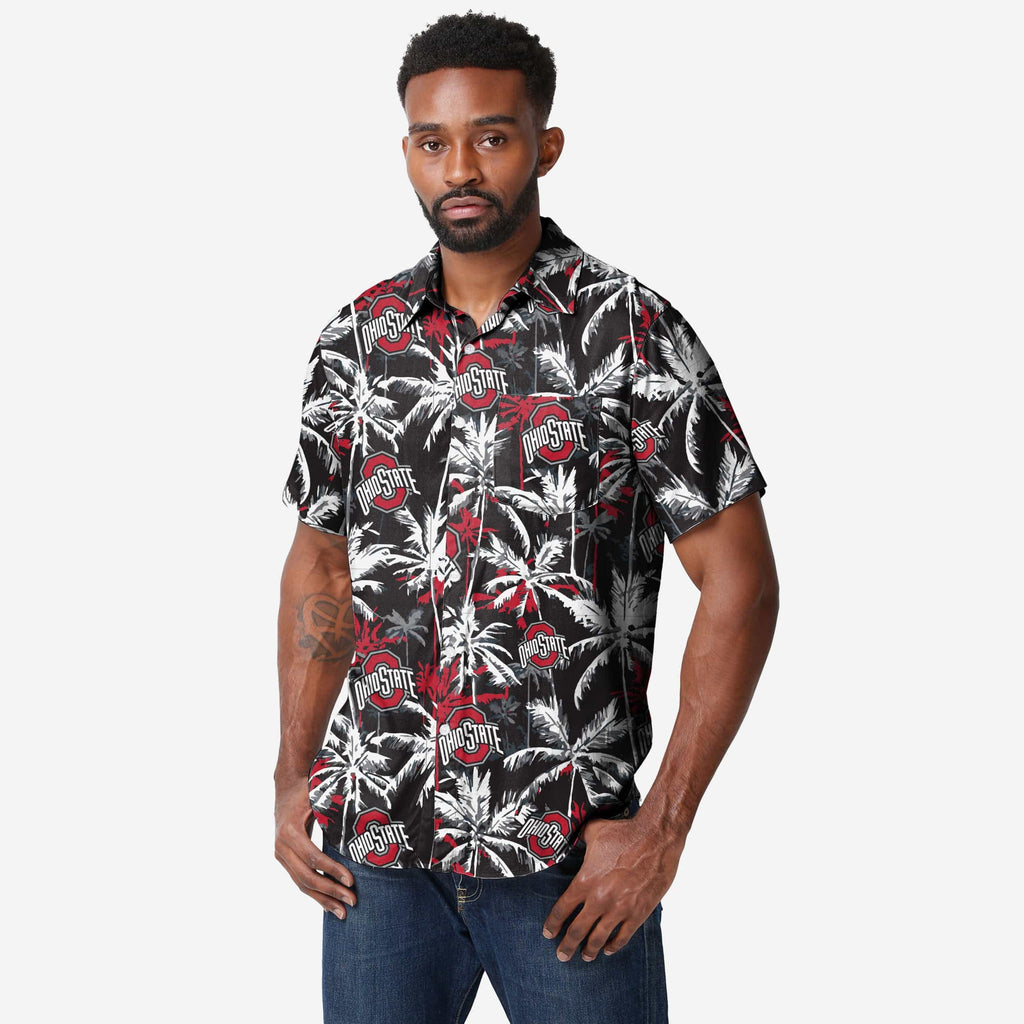 Ohio State Buckeyes Black Floral Button Up Shirt FOCO S - FOCO.com