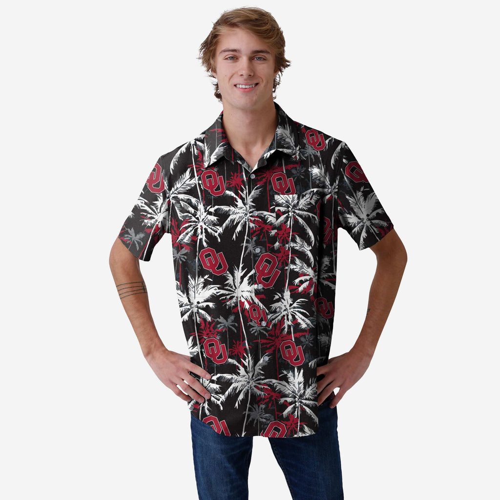 Oklahoma Sooners Black Floral Button Up Shirt FOCO S - FOCO.com