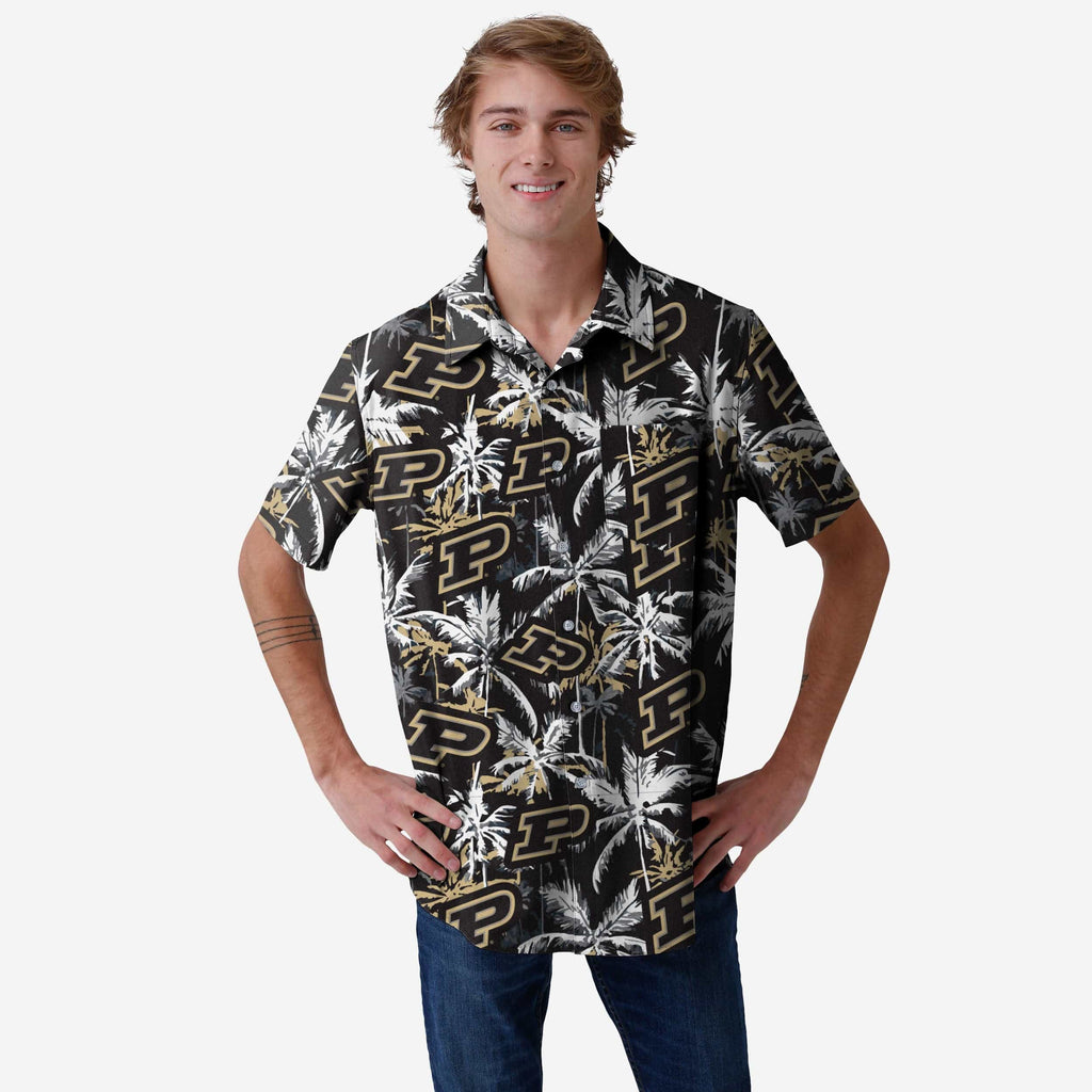 Purdue Boilermakers Black Floral Button Up Shirt FOCO S - FOCO.com