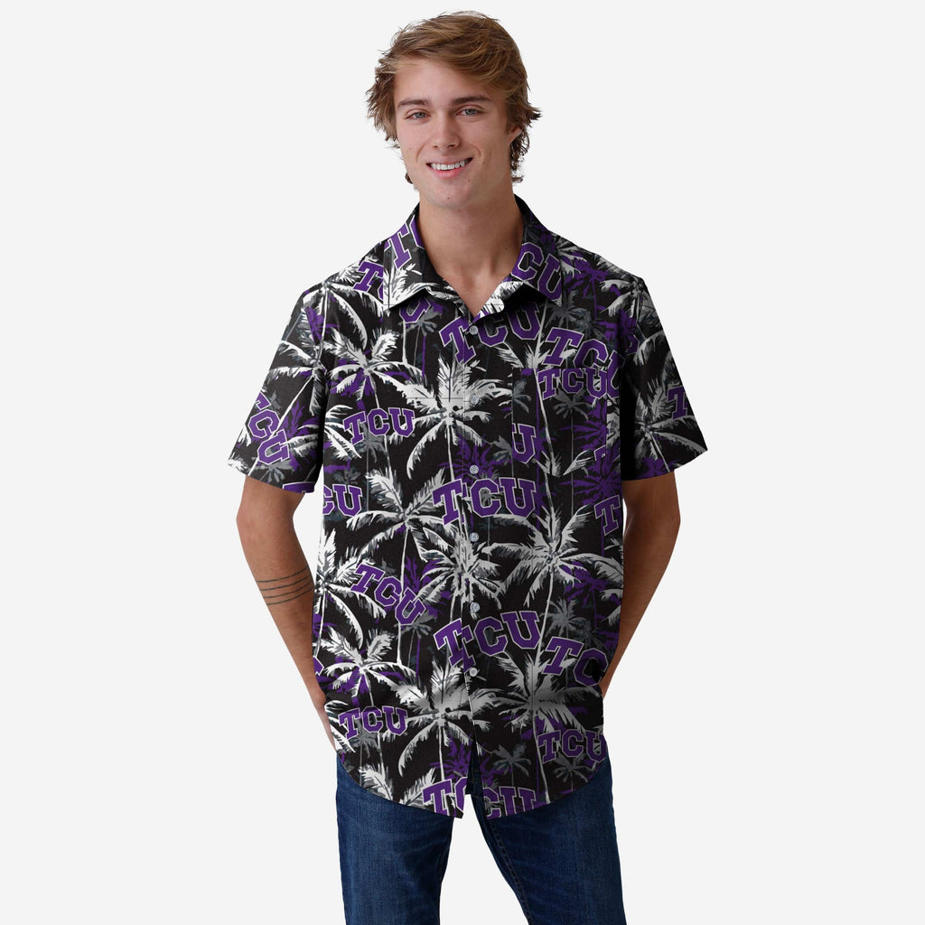 TCU Horned Frogs Black Floral Button Up Shirt FOCO S - FOCO.com