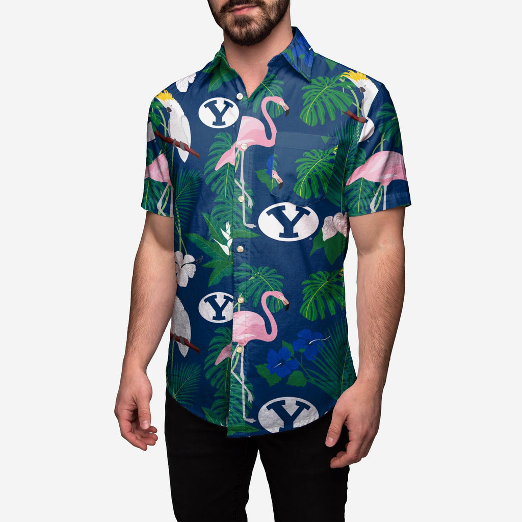 BYU Cougars Floral Button Up Shirt FOCO S - FOCO.com