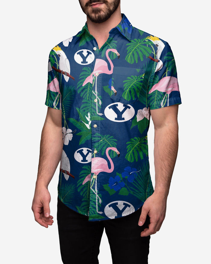 BYU Cougars Floral Button Up Shirt FOCO S - FOCO.com