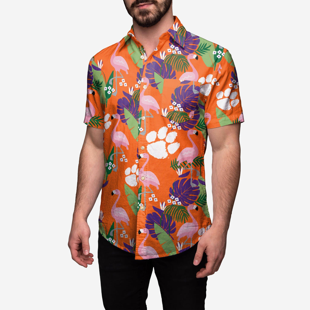 Clemson Tigers Floral Button Up Shirt FOCO S - FOCO.com