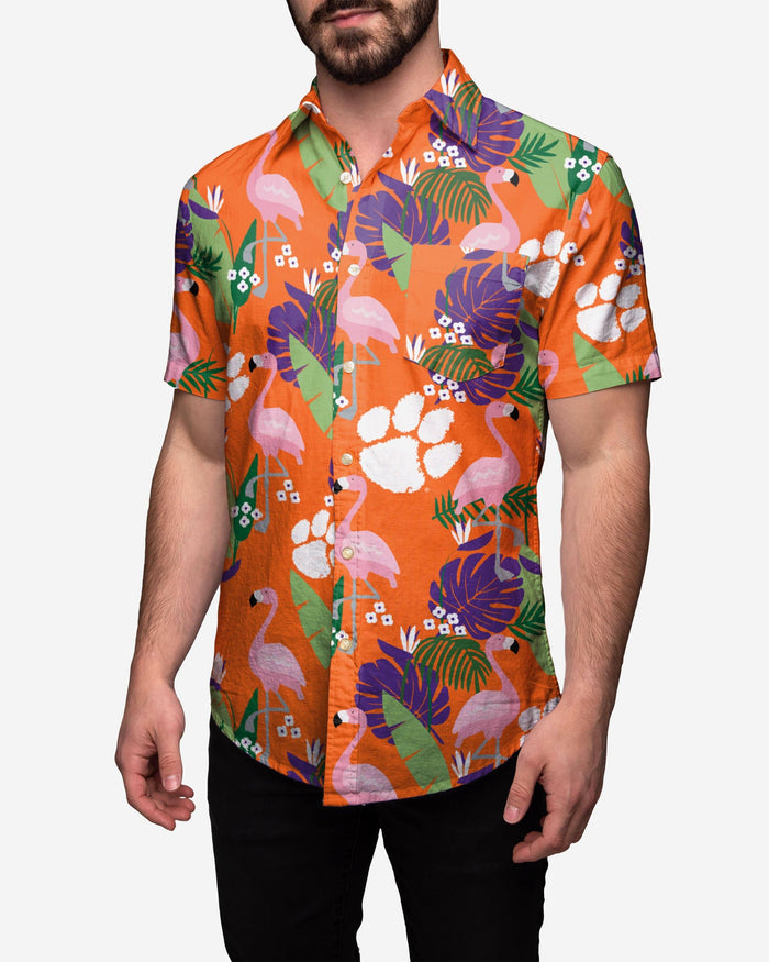 Clemson Tigers Floral Button Up Shirt FOCO S - FOCO.com