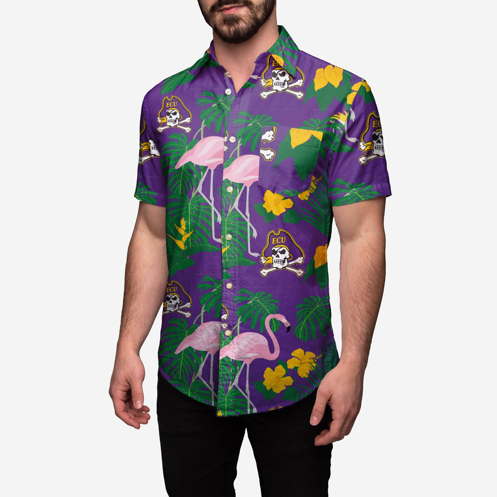 East Carolina Pirates Floral Button Up Shirt FOCO S - FOCO.com