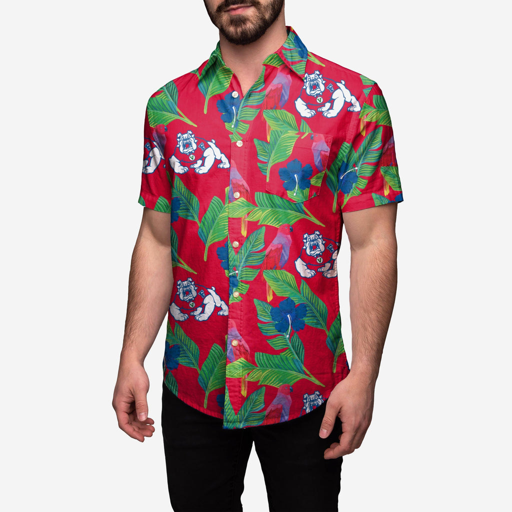 Fresno State Bulldogs Floral Button Up Shirt FOCO S - FOCO.com