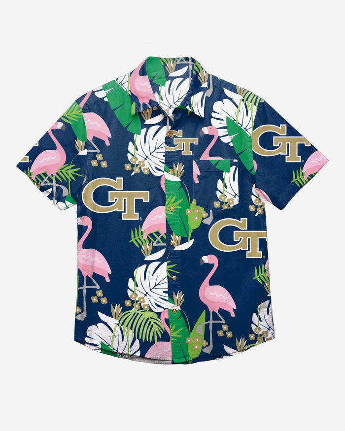 Georgia Tech Yellow Jackets Floral Button Up Shirt FOCO - FOCO.com