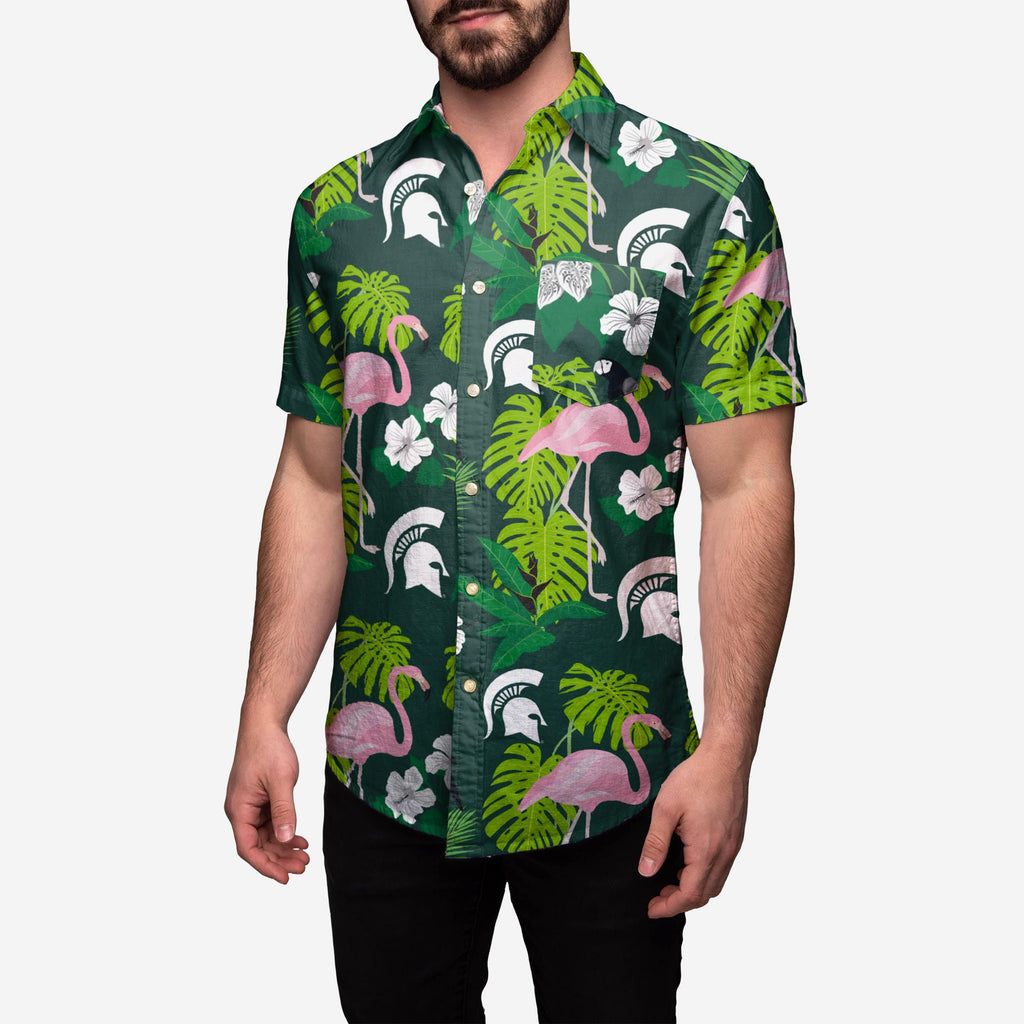 Michigan State Spartans Floral Button Up Shirt FOCO S - FOCO.com