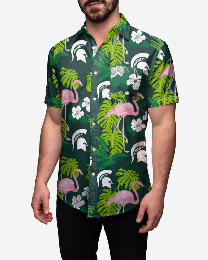 Michigan State Spartans Floral Button Up Shirt FOCO S - FOCO.com