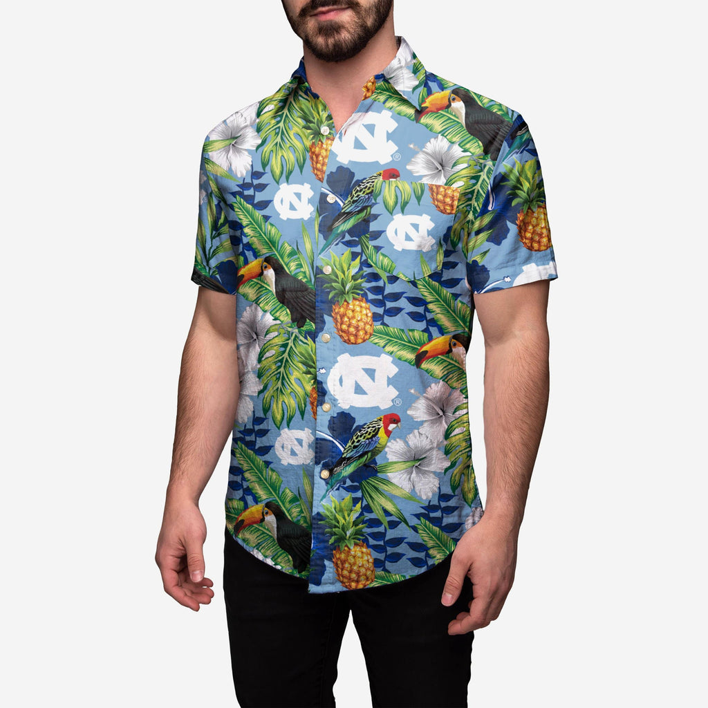 North Carolina Tar Heels Floral Button Up Shirt FOCO S - FOCO.com