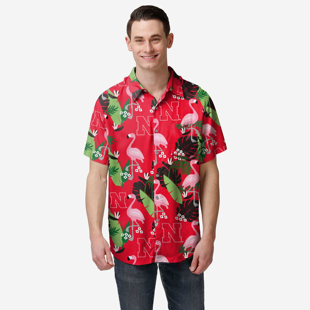 Nebraska Cornhuskers Floral Button Up Shirt FOCO S - FOCO.com