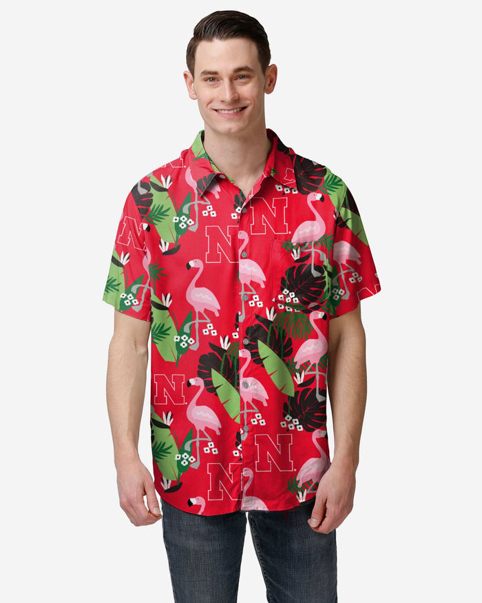 Nebraska Cornhuskers Floral Button Up Shirt FOCO S - FOCO.com