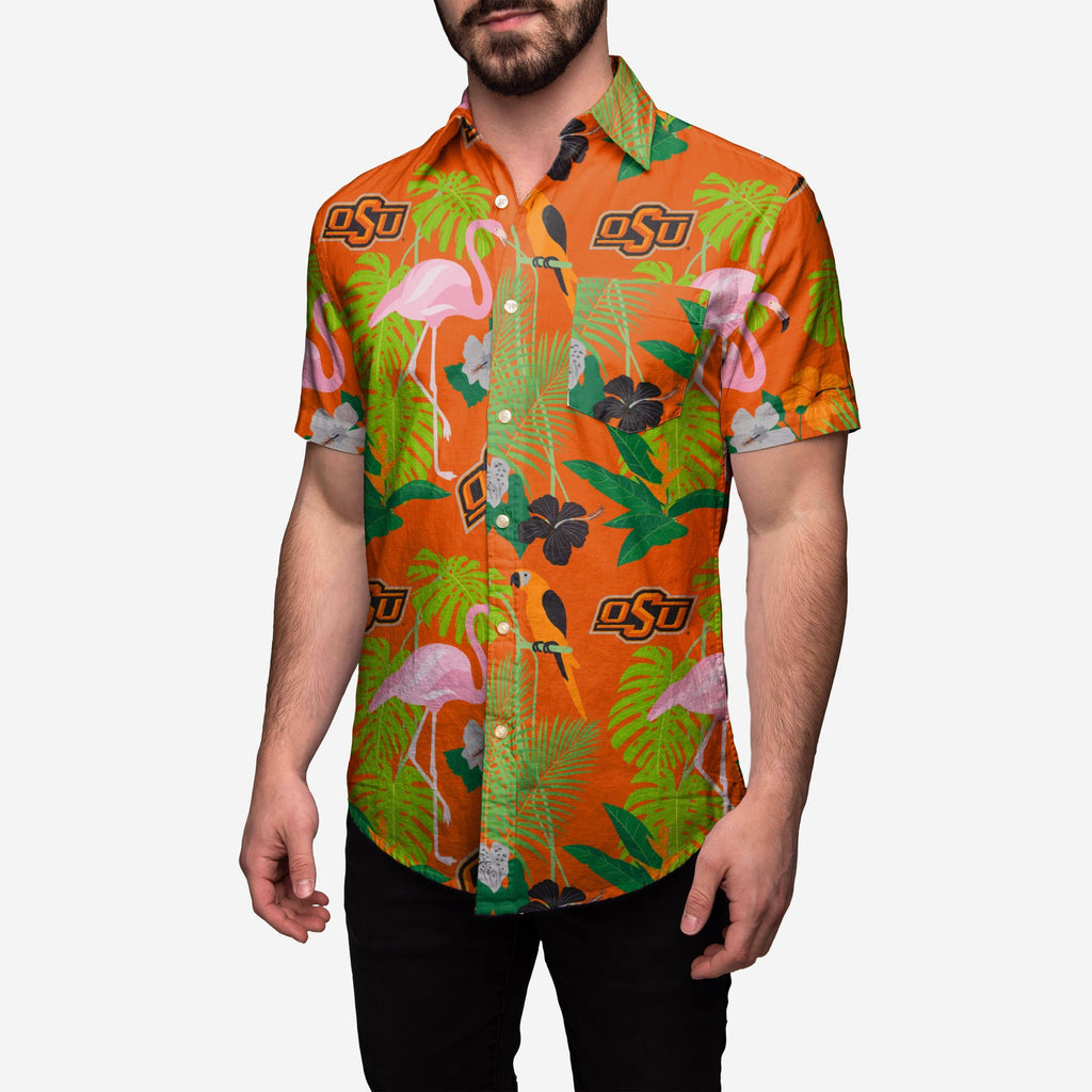 Oklahoma State Cowboys Floral Button Up Shirt FOCO S - FOCO.com