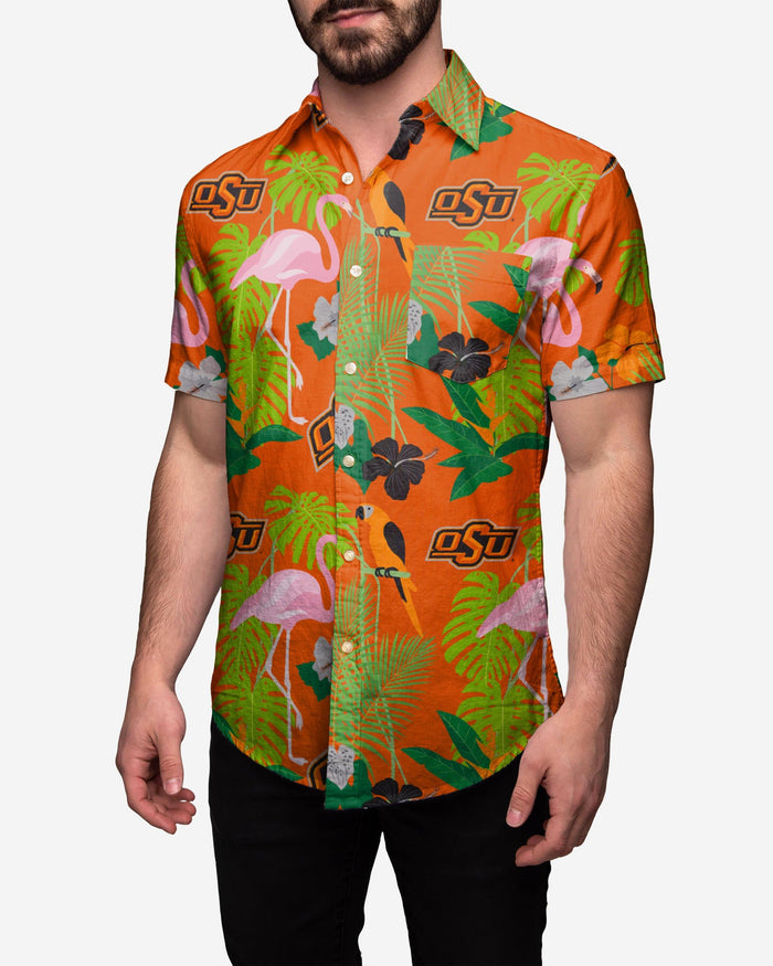 Oklahoma State Cowboys Floral Button Up Shirt FOCO S - FOCO.com