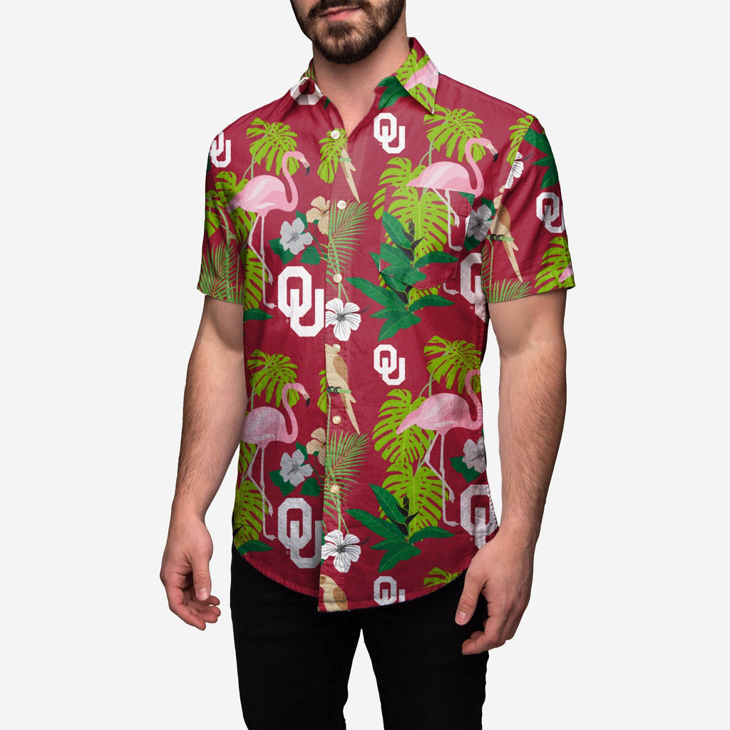 Oklahoma Sooners Floral Button Up Shirt FOCO S - FOCO.com