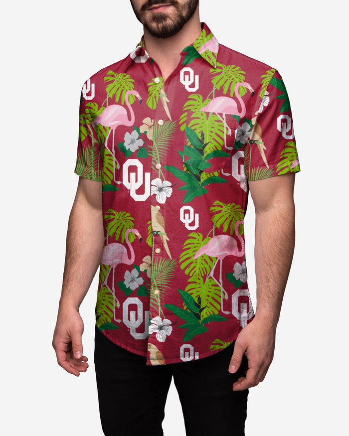 Oklahoma Sooners Floral Button Up Shirt FOCO S - FOCO.com