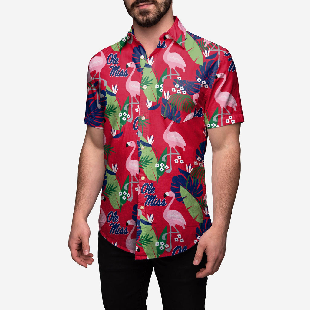 Ole Miss Rebels Floral Button Up Shirt FOCO S - FOCO.com