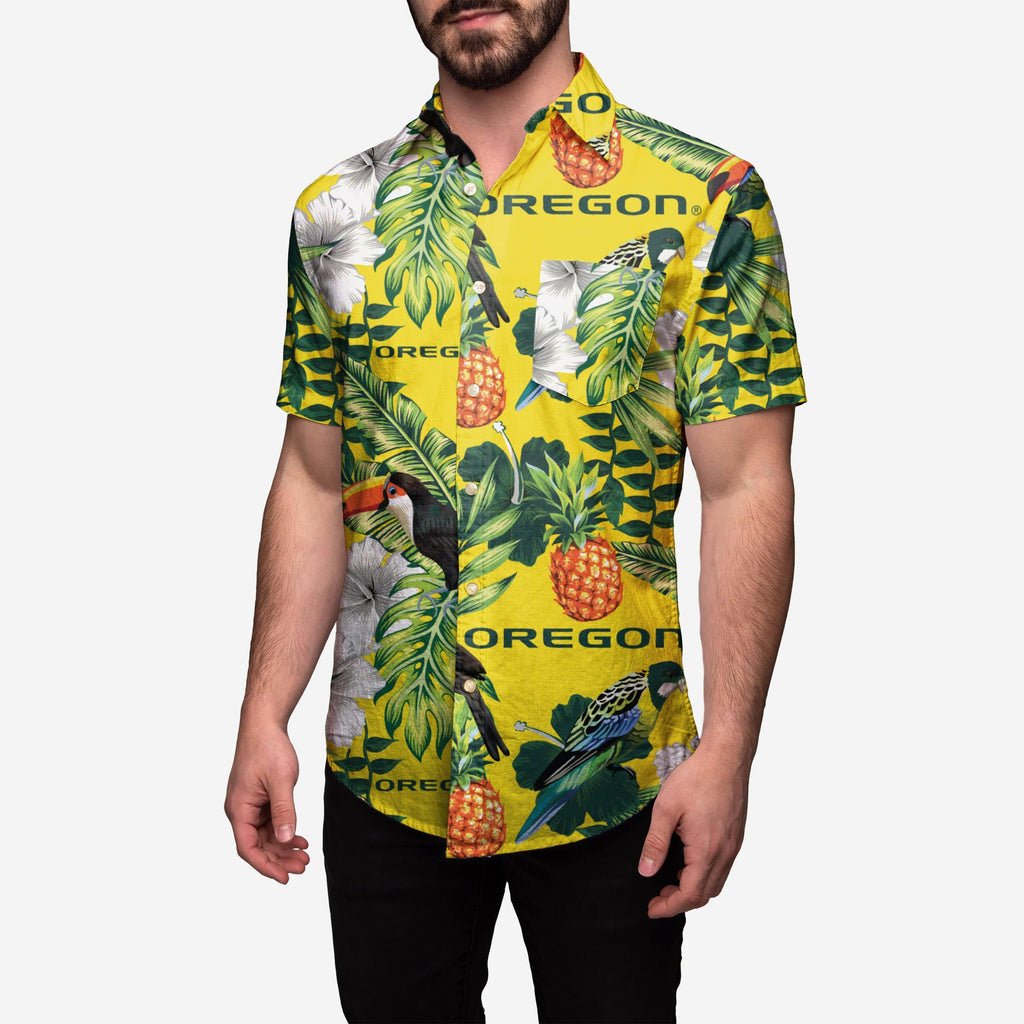 Oregon Ducks Floral Button Up Shirt FOCO S - FOCO.com