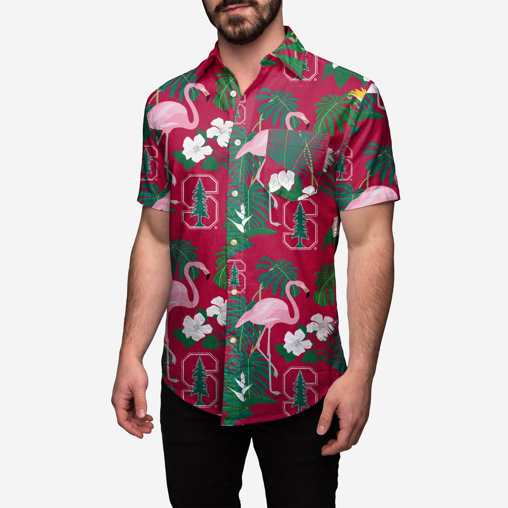 Stanford Cardinal Floral Button Up Shirt FOCO S - FOCO.com