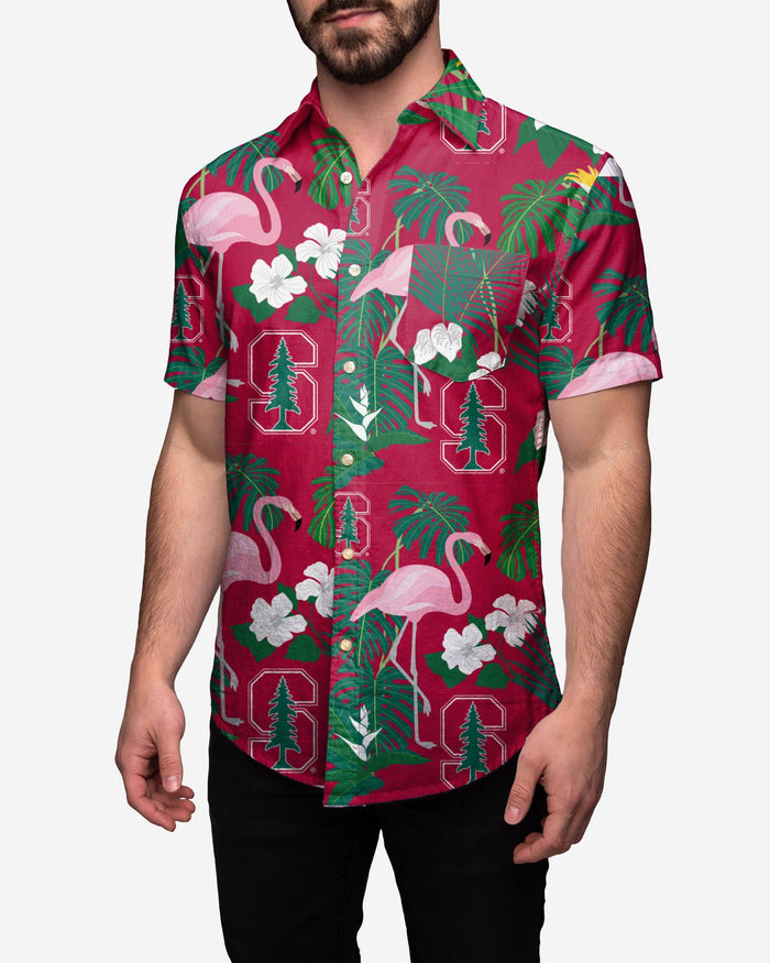 Stanford Cardinal Floral Button Up Shirt FOCO S - FOCO.com