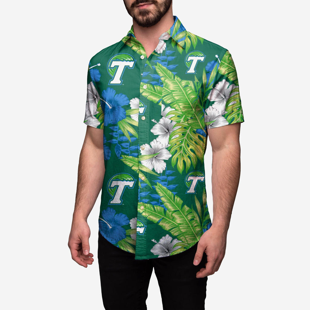 Tulane Green Wave Floral Button Up Shirt FOCO S - FOCO.com