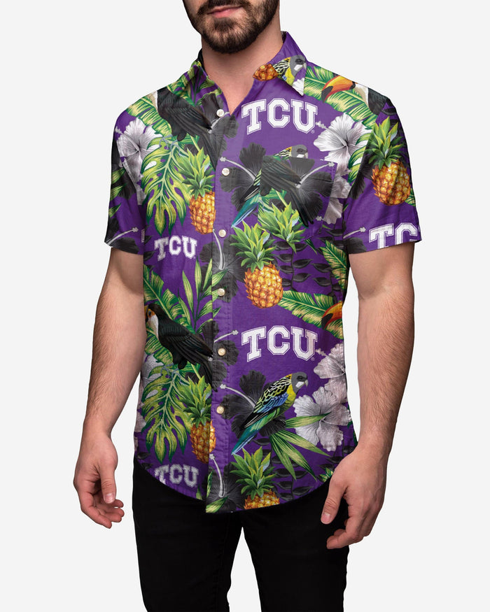 TCU Horned Frogs Floral Button Up Shirt FOCO S - FOCO.com