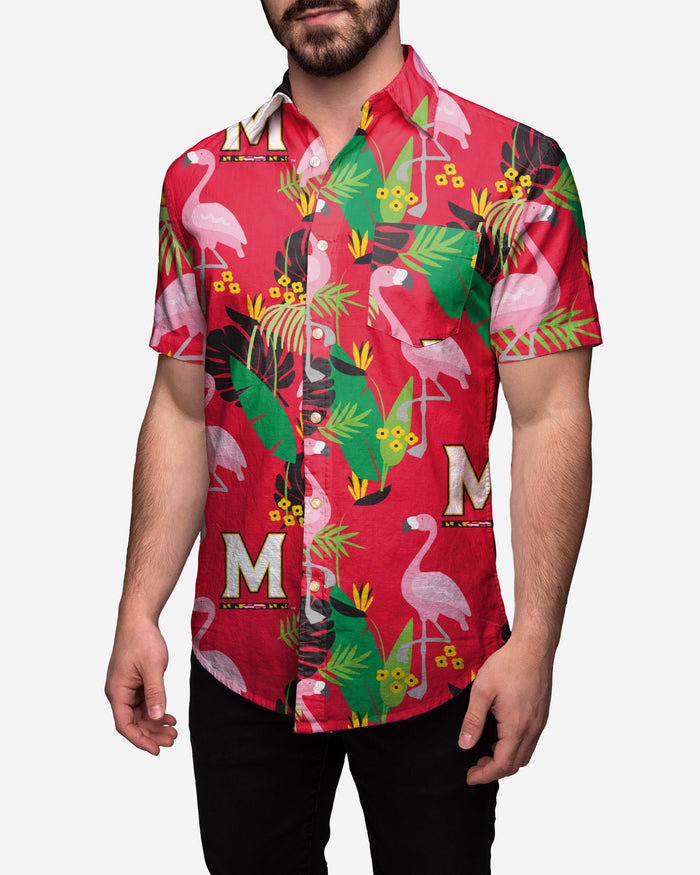 Maryland Terrapins Floral Button Up Shirt FOCO S - FOCO.com